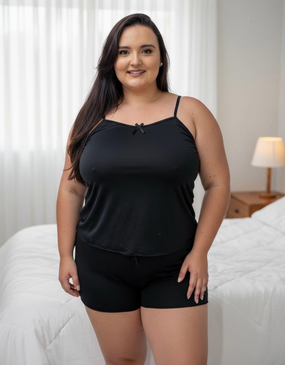Short Doll Adulto Plus Size Liso Nanda (Kit 2 unidades sortidas)